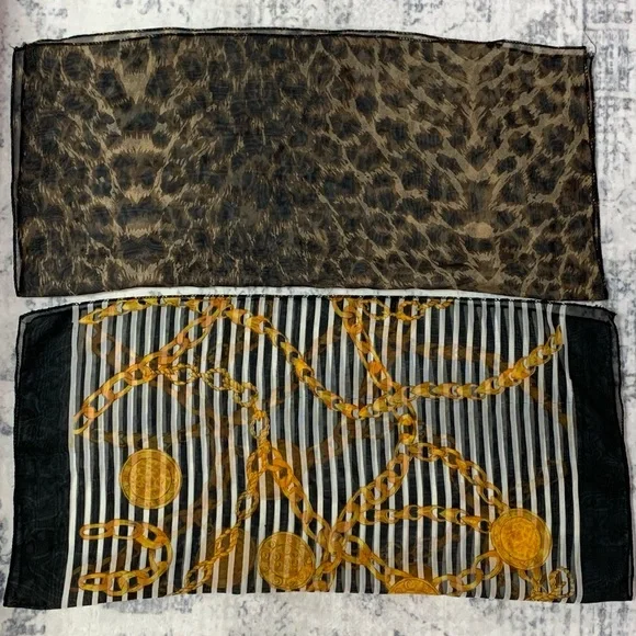 VTG Y2K Leopard and Striped Baroque Scarves - Picture 2 of 5